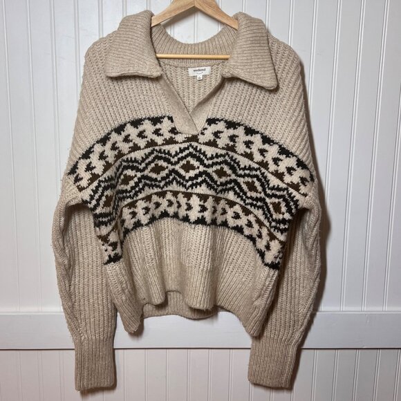 Weekend Los Angeles Spencer Top Aztec Sweater Large Women's Collar Open V Neck - Picture 1 of 4